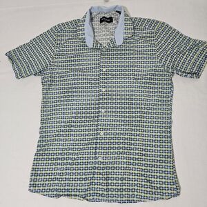 Bogosse Short Sleeve Button Up Shirt | Geometric Print | Fits Large